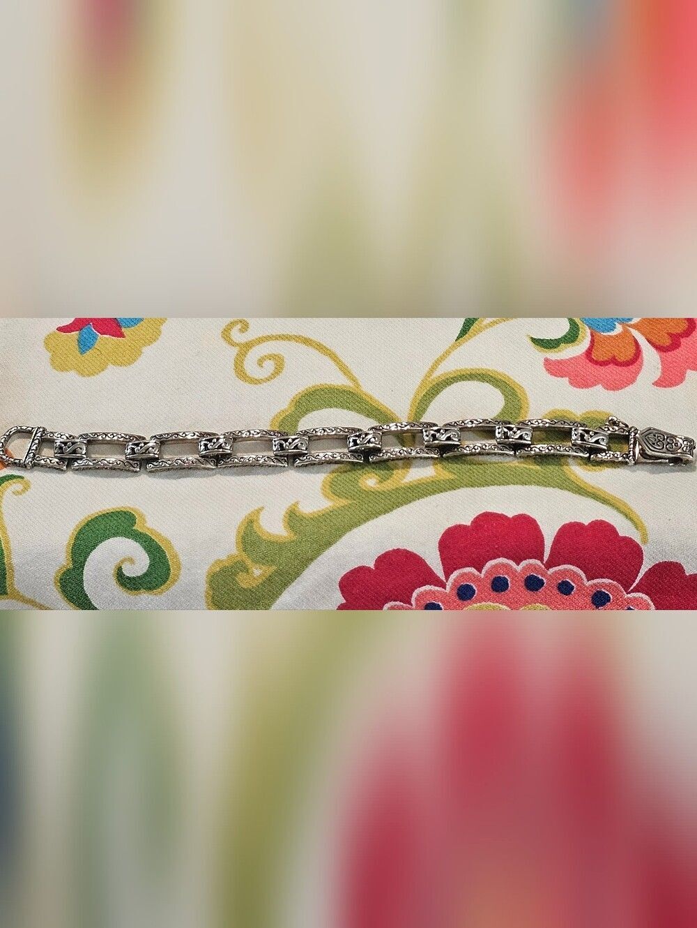 Brighton Silver Floral-Link Bracelet